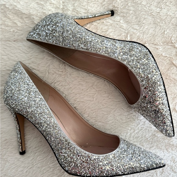 Kate Spade Silver Glitter Pumps Heels Size 9 Party Wedding Holiday - Picture 4 of 11